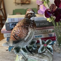 Vintage MCM Bob-White Quail / Bird Figure Porcelain Statue Shafford 129 JAPAN w/ No Damage 
