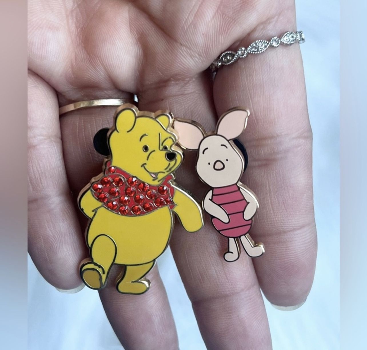 2008 Disney Rhinestone Winnie The Pooh | Piglet Standing Trading Collectibles Pins