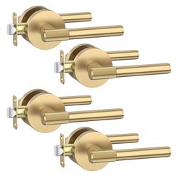 Asidrama 4 Pack Champagne Bronze Privacy Door Handles, Door Lever with Door Knobs Indoor for Bedroom or Bathroom, Heavy Duty Door Handles Interior wit
