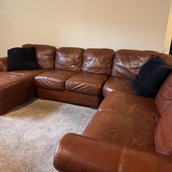 Brown leather Sectional