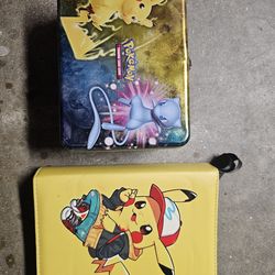 Pokemon card binder and tin box - $20 for the pair