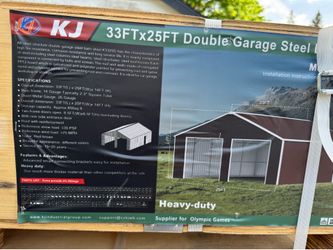 25 by 33 ft  covered garage