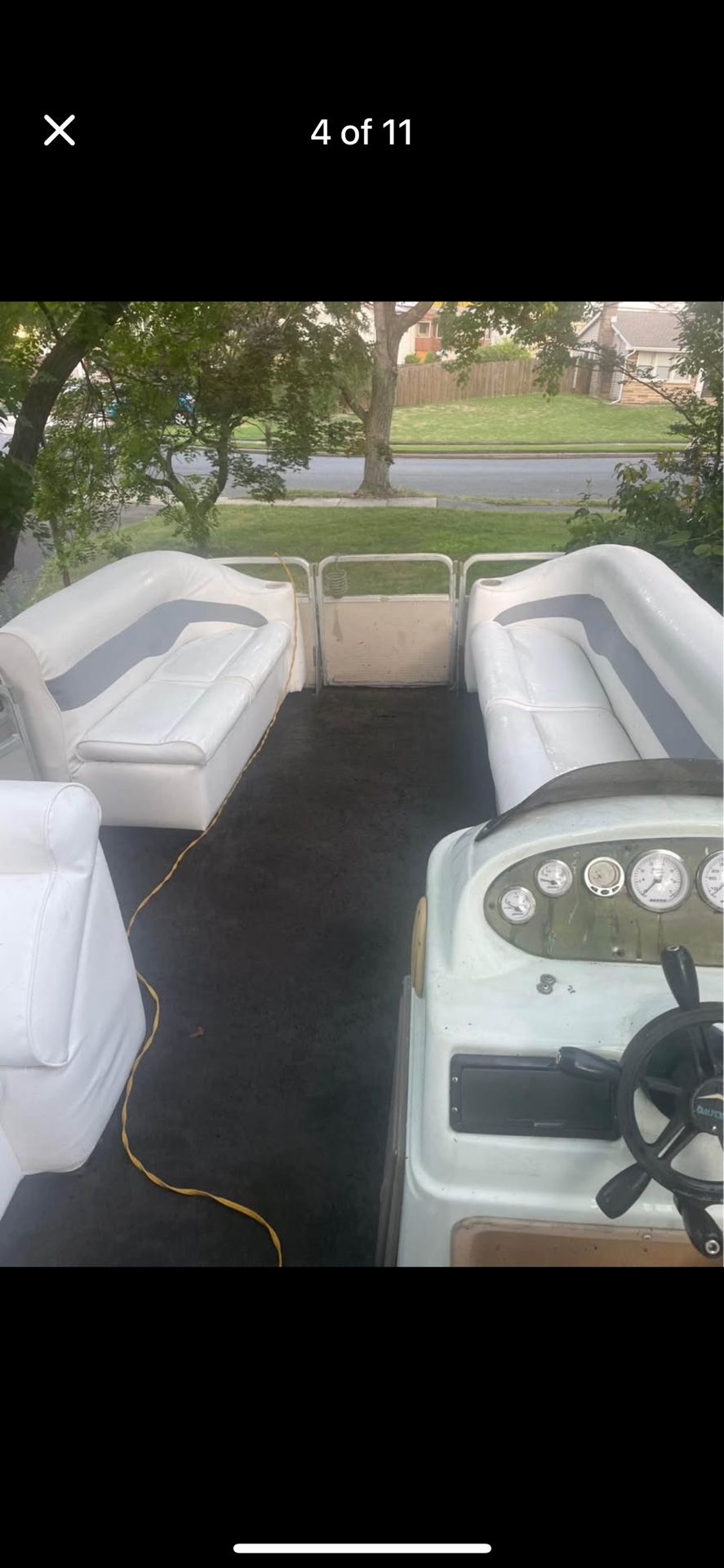 24 Foot Pontoon Boat Premier Update 4/30 Put A Brand New Battery And That Motor Started Right Up At Is Ready For The Water