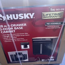 Husky Ready-to-Assemble 24-Gauge Steel 1-Drawer 2-Door Garage Base Cabinet in Black (28 in. W x 32.8 in. H x 18.3 in. D)