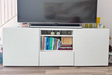 White TV Stand Media Console with Storage