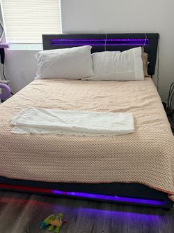 Queen Bed Frame with LED Lights