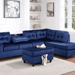 Reversible Sectional + Storage Ottoman Couch 