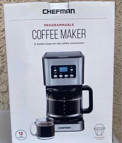 Chefman 12 Cup Programmable Coffee Maker Digital Drip Coffee Machine Stainless Steel