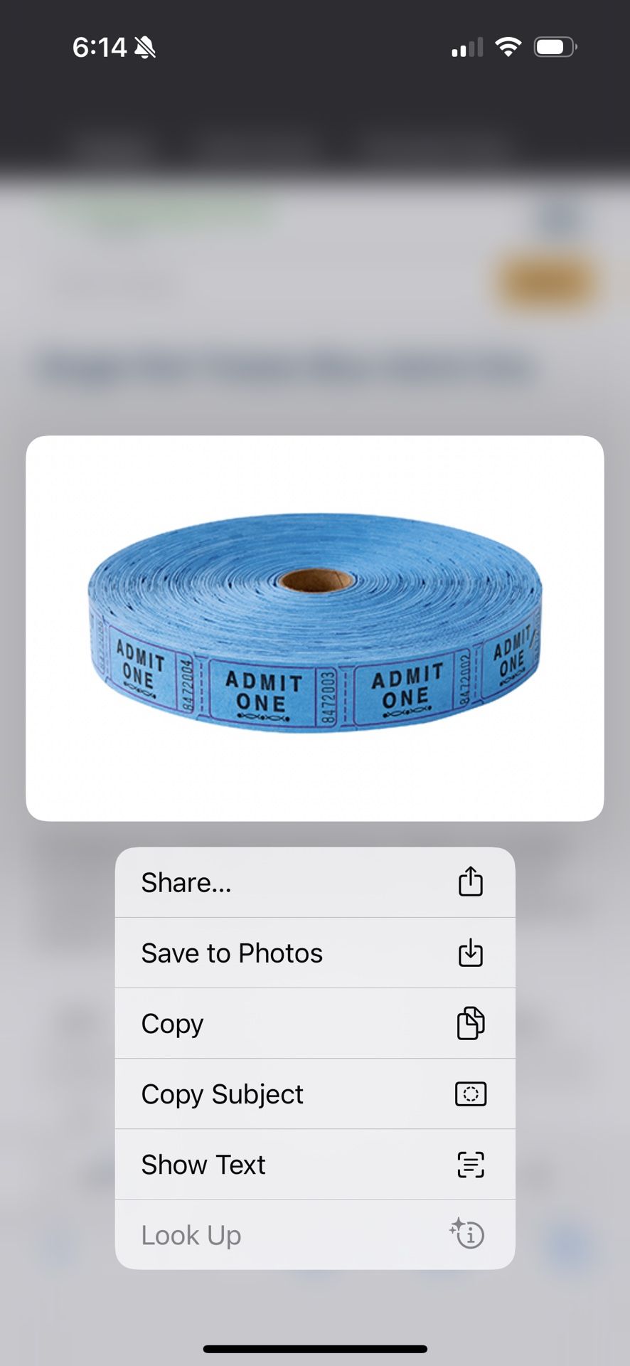 Single Roll Tickets Blue Admit One