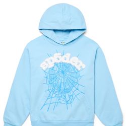 Sp5der Men's Sky Blue Web Hoodie Size Medium Brand New Authentic with Tags 