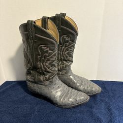 Vintage Tony Lama El Rey Gray Full Quill Ostrich Cowboy Boots Leather Mens 9.5 E 