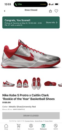 Kobe 5 x Protro Caitlyn Clark size 10