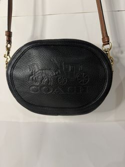 Coach C4055 Black Pebbled Leather Camera Belt Bag Horse Carriage Crossbody 