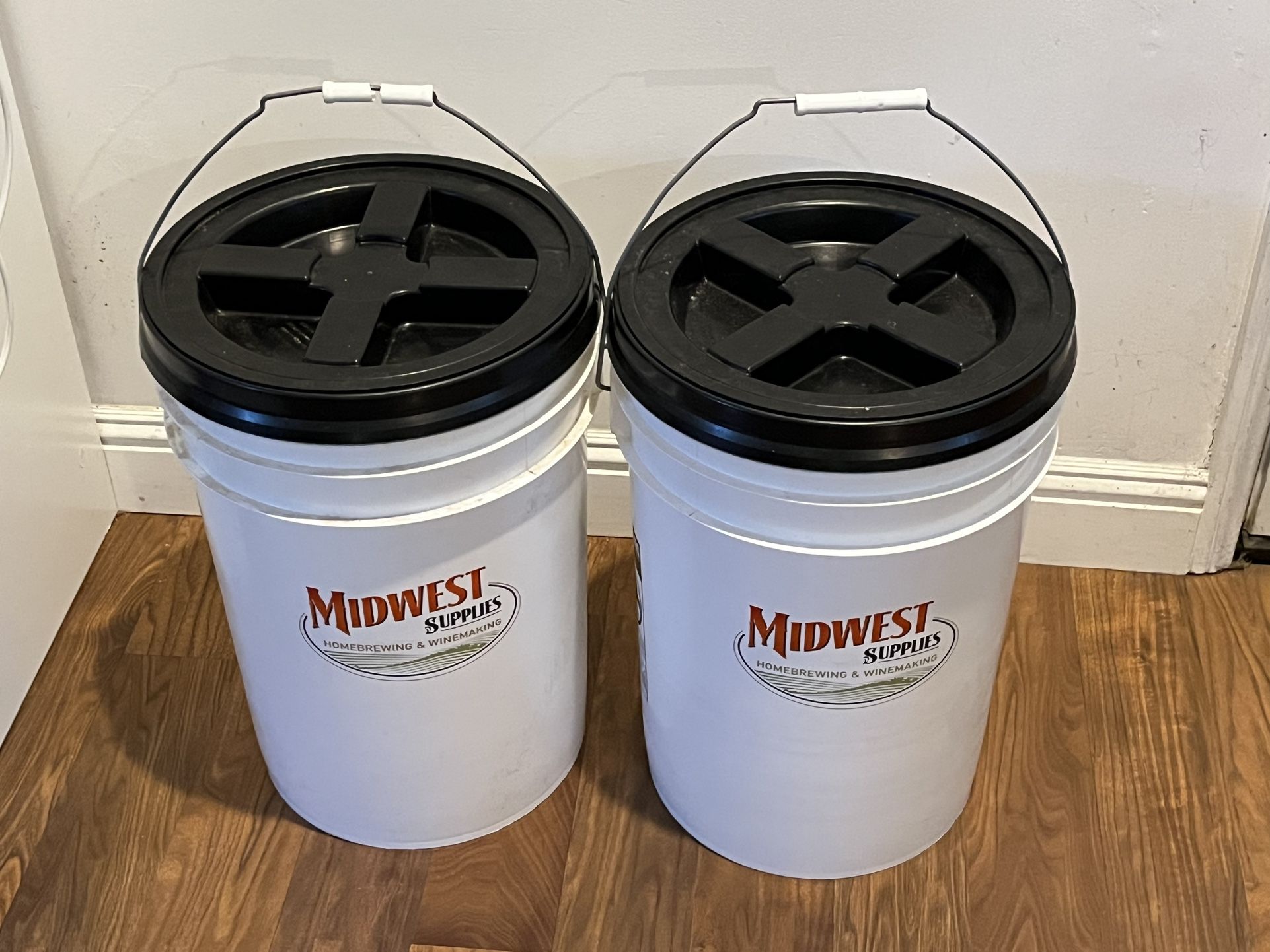 Two 6.5 Gallon Dry Food Storage Buckets With Gamma Seal Lids