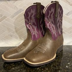 Ariat Tombstone Western Boot Youth Size 3.5 - Vintage Bomber Plum