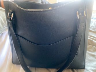 Black Leather Tote Bag with Gold Hardware