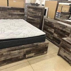 Multi Gray Bedroom Set Queen or King Bed Dresser Nightstand and Mirror Chest Option Derekson