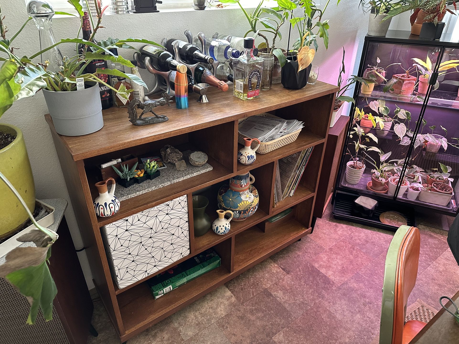 Wooden MCM Storage Organizer Cabinet Open Shelving