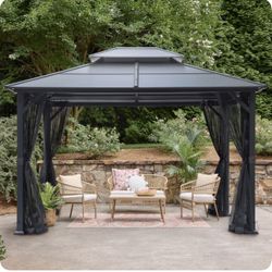 10-ft x 12-ft Hardtop Roof Steel Gazebo (Screen Included)