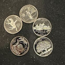 1999 S Gem Proof Washing state Quarters First 5 Quarters With A Beautiful Ultra Cameo 20