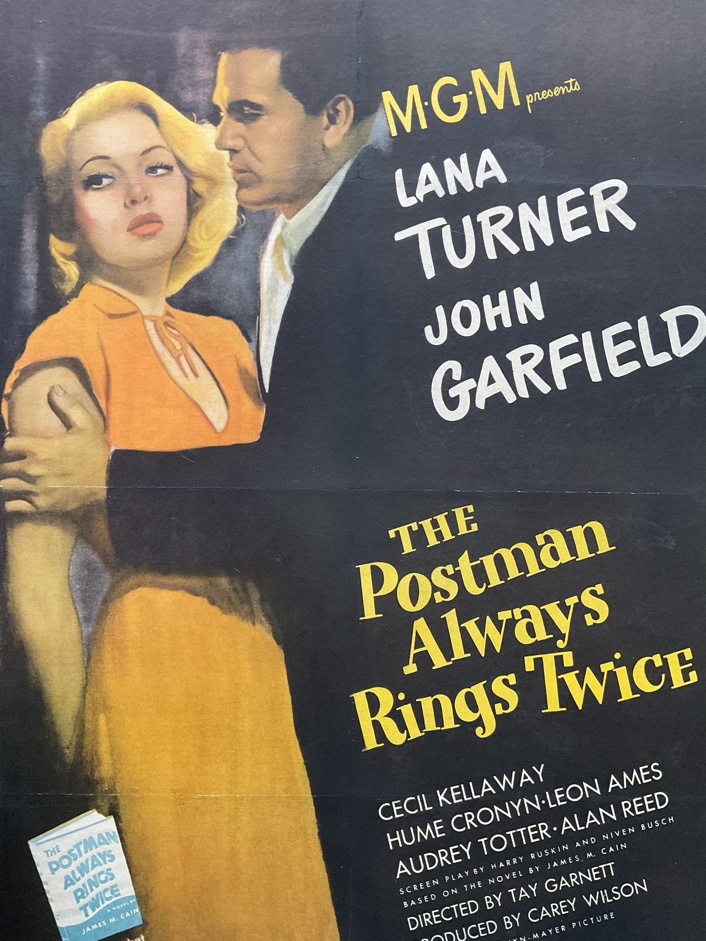 Orig. Film Noir Poster Postman Always Rings Twice 1946 Lana Turner John Garfield
