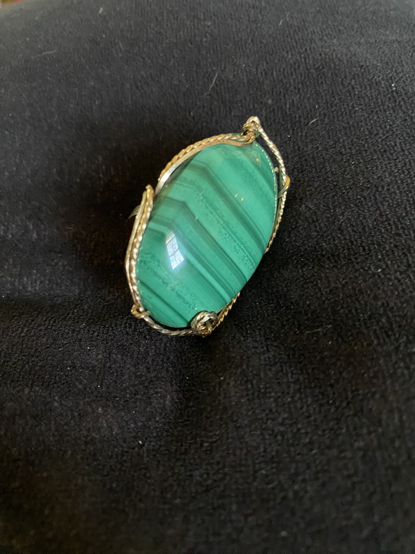 Malachite Gold Wire Ring