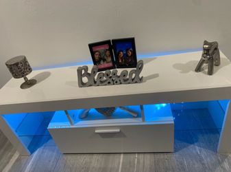 White TV Stand with LED lights