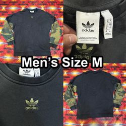Adidas Men's Originals Black Camo Camouflage Crewneck Sweater FM3357 Size Medium