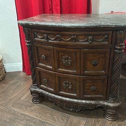 Wood granite nightstand