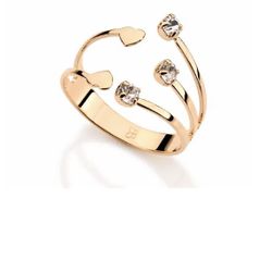 Adjustable Gold Plated 18K Ring With Crystals
