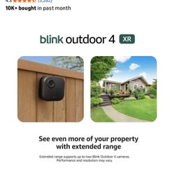 Brand New - Blink Outdoor 4 XR (newest model) – two-year battery wireless camera with 4x security coverage, 1000 ft open-air range or 400 ft with typi