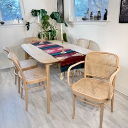 Mid Century Modern Bentwood Cane Dining Chairs by Ton from Design Within Reach