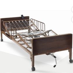  Electric Hospital Bed with Premium Foam Mattress and Half Rails Included - for Home Care Use and Medical Facilities