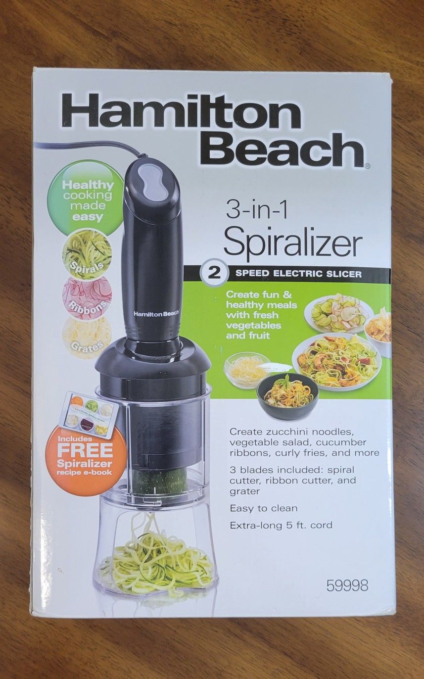 Hamilton Beach 3-in-1 Spiralizer 2 Speed Electric Slicer item#59998 Never used