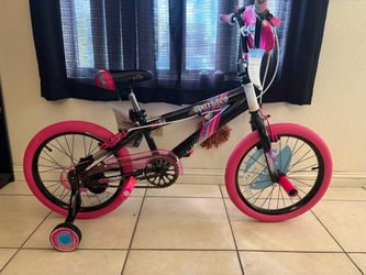NEW Girl's 18" Sparkles BMX Bike w/ Front Pegs, Bag and Training Wheels, Ages 6-9 NEW