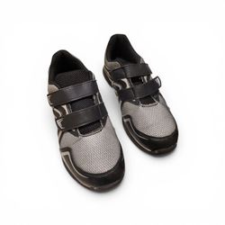 Boys Size 6 Athletic Works Silver & Black Velcro Sneakers
