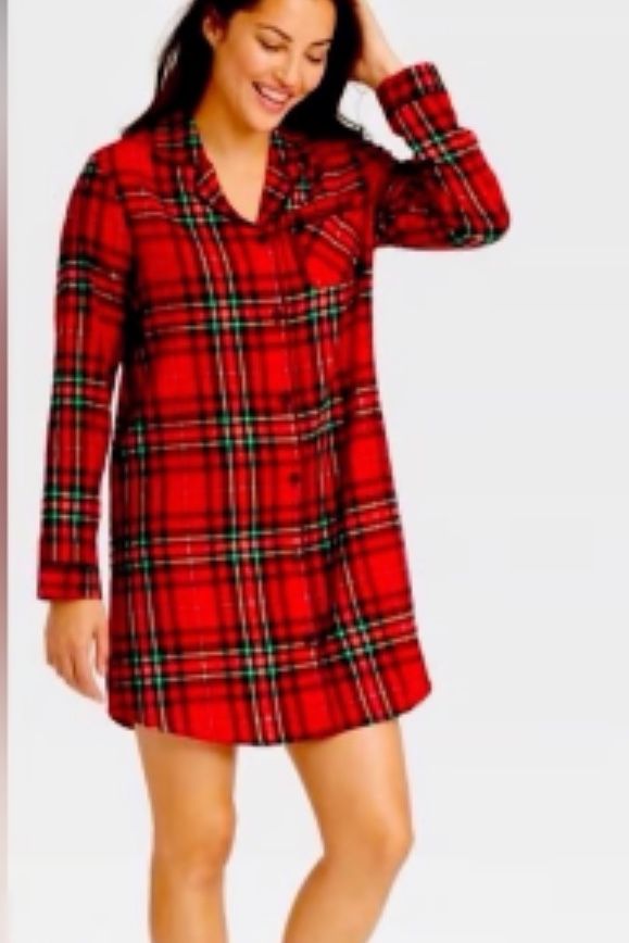 Wondershop Plaid  Nightgown & Sleep Shirt For Women Small