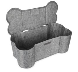 Large Dog Toy Basket, Bone Shape Dog Toy Storage Box, Foldable Fabric Storage Bin for Pet toys and Pet Supplies, 26.4 * 12.6 * 9.5 Inches (1 Pack-Grey