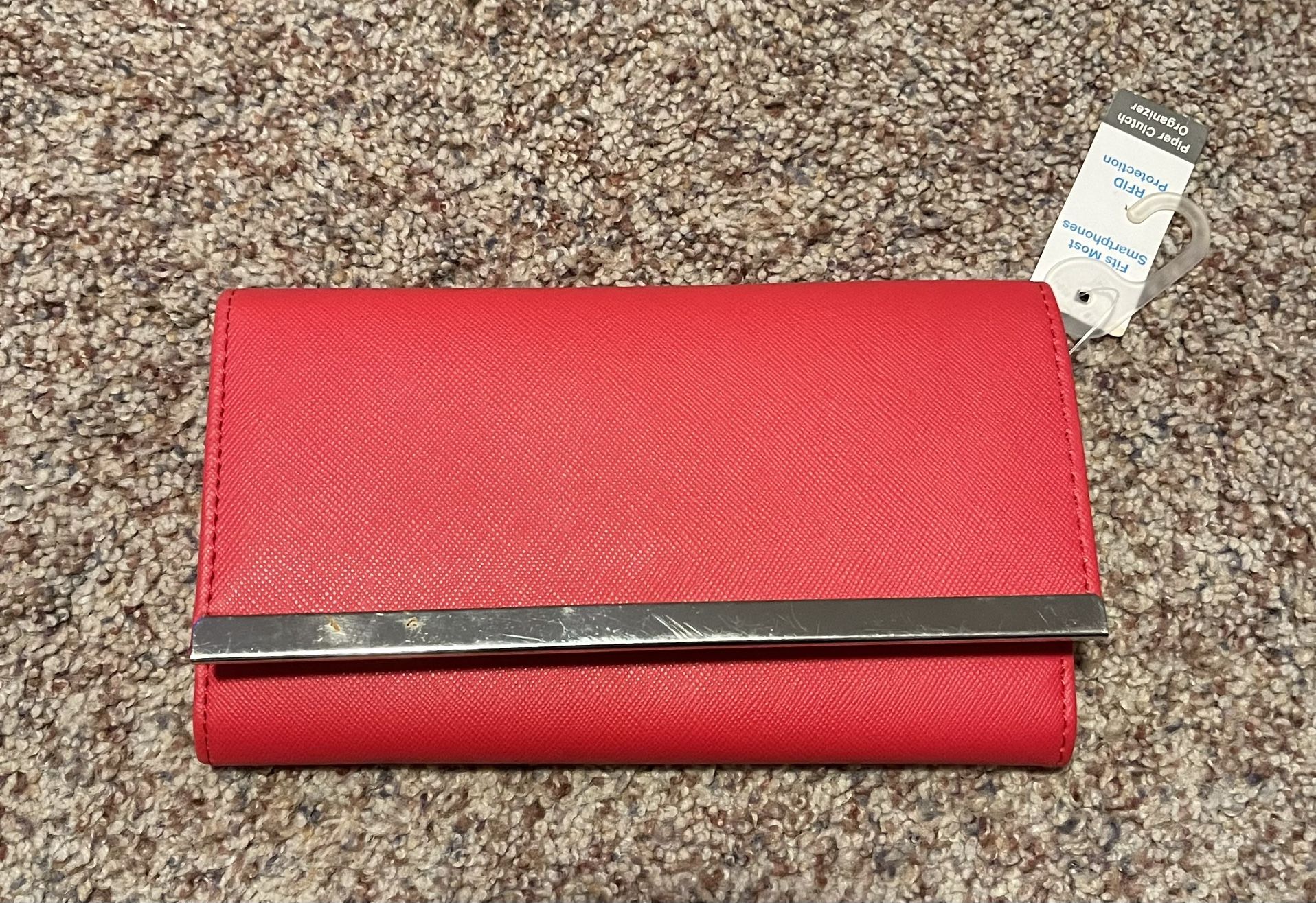 Red Wallet with Metal Accent