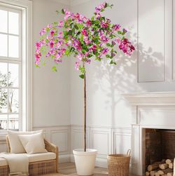 ONLY $45: 7.2FT Artificial Bougainvillea Tree Artificial Tree Tall Potted, For Indoor Or Outdoor