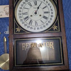 Antique 1974 New England Clock Co REGULATOR 14 Day Cathedral Gong w/ Key