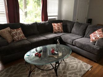 Large gray sectional couch