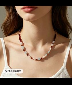 Natural stone beaded collarbone
