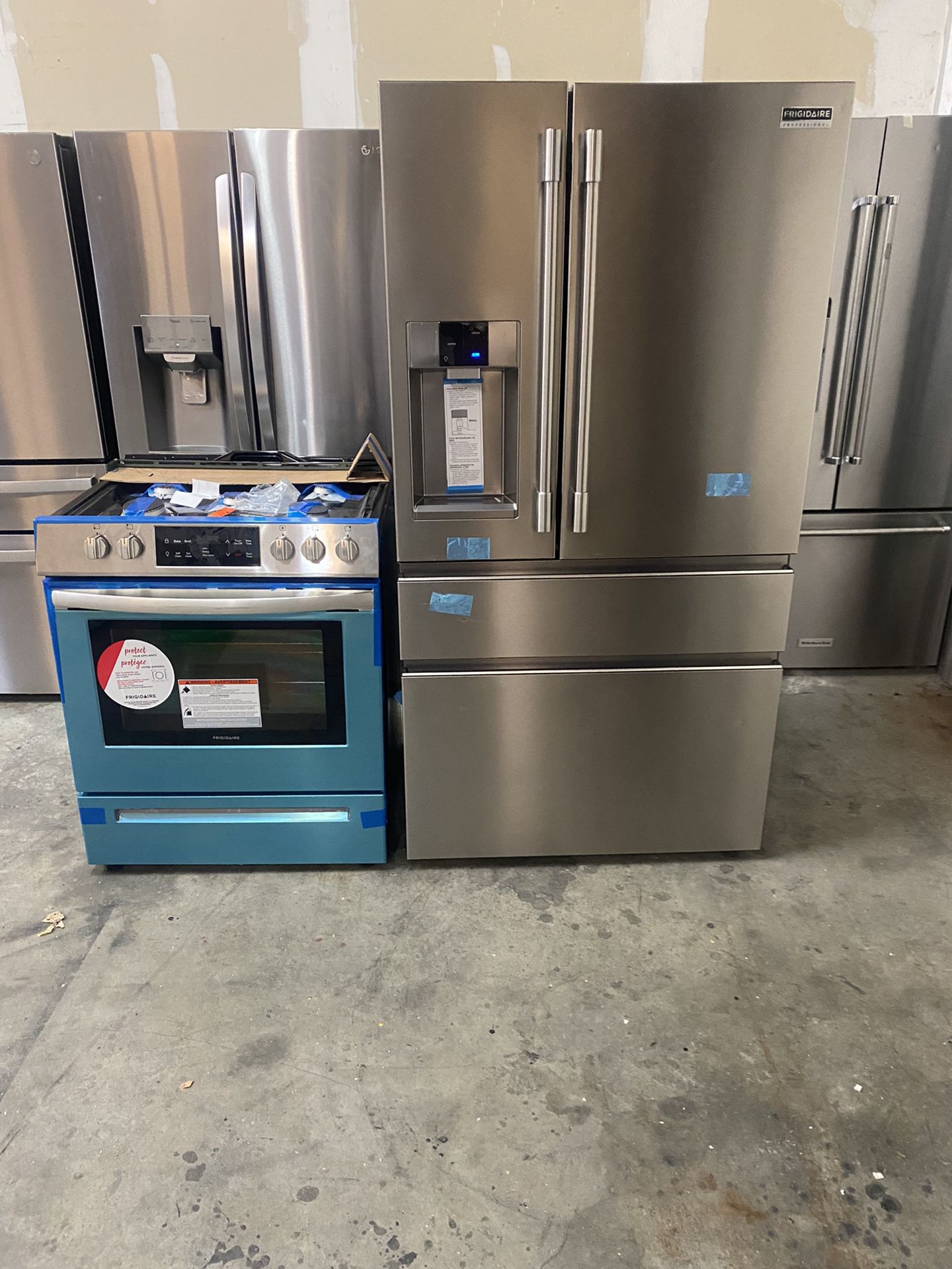 Frigidaire Four Door Refrigerator And Gas Stove 