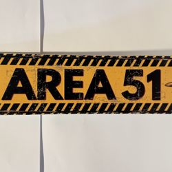 Large VINTAGE AREA 51 METAL TIN SIGN 16”x4”
