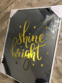 Gold Lettering on Mirror Light Up Glass Wall Plaque