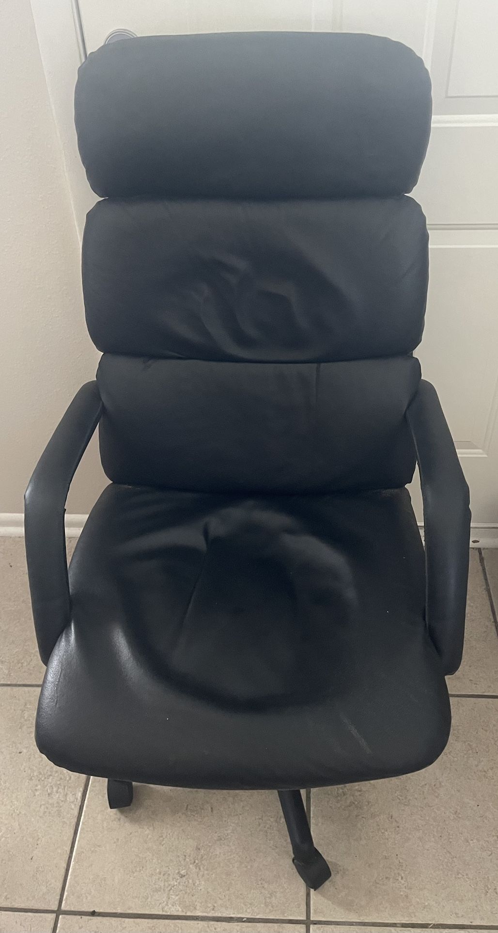 Office Chair - Ergonomic High-back Black Faux Leather Swivel Office Chair