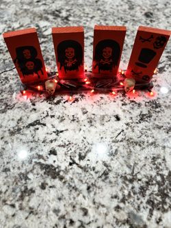 Handcrafted Halloween decor Blocks With Lights