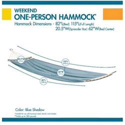 Hammock 82 Inch Mesh One-Person Hammock, Blue Shadow, New In Box 