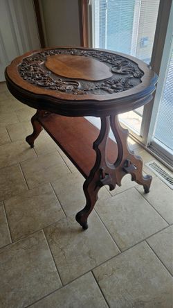 100 year old Hand Carved  Mahogany table
